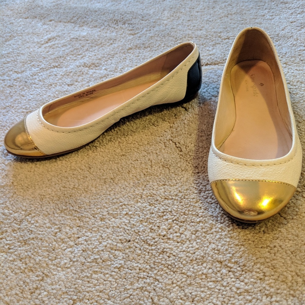 Kate Spade ballet flats with gold toe